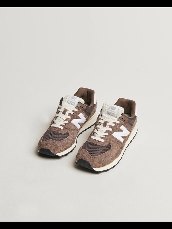 New Balance Shoes - New Balance 574 Brown and White Suede Sneakers